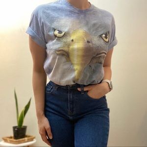 Men’s blue acid wash eagle t-shirt by The Mountain